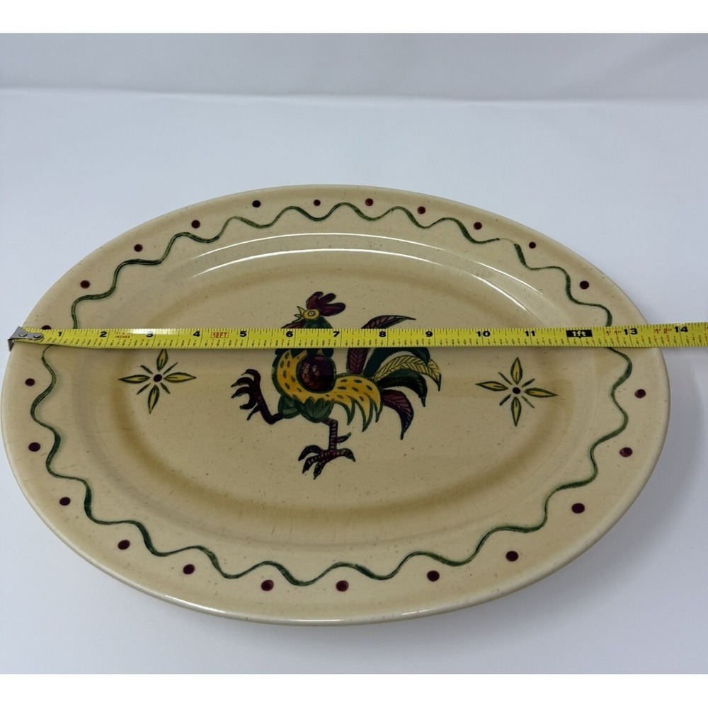 Metlox California Provincial Poppytrail Rooster Platter Tray VTG MCM 1950s 13.5" - Picture 4 of 4